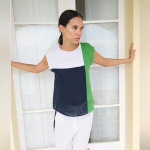 Colorblock linen top